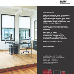 pro office Bremen präsentiert USM Ausstellung « working essentials» 2012