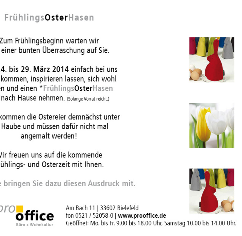 Ohren auf: Bei pro office Bielefeld sind die FrühlingsOsterHasen los Bild 2